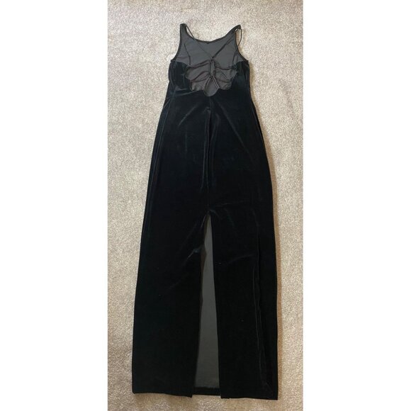 Roberta Black Velvet Maxi Dress Gown Low Open Back Long Back Slit Medium - Picture 2 of 11